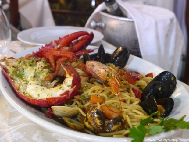 Pasta con marisco en Lu Pisantinu (Cerdeña).