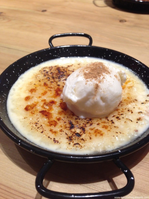 Arroz con leche con helado de merengada de Paella Bar Boqueria.