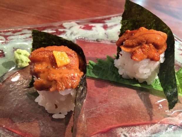 Maki de erizo de mar con y sin shiso. Dos Palillos.